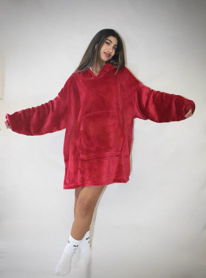 Cozie red wine blanket hoodie